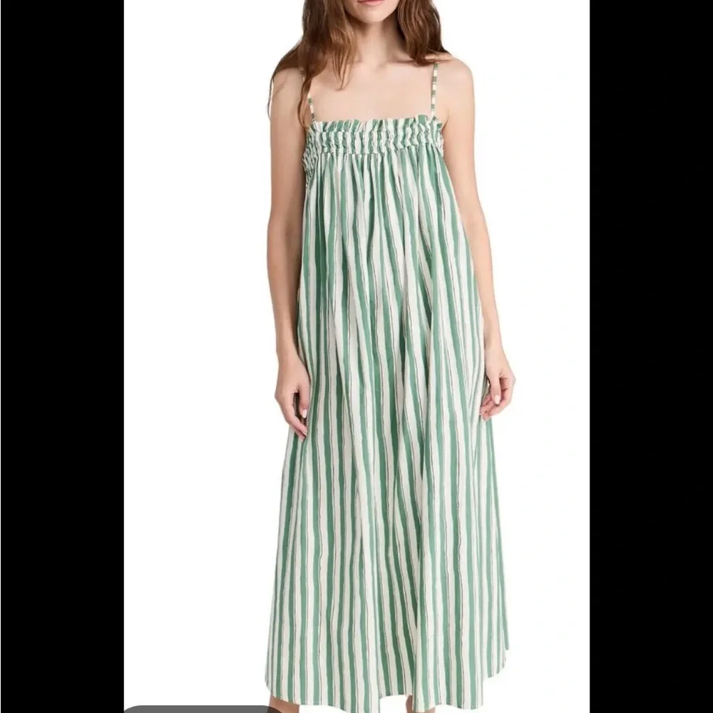 Madewell Striped Green & White Summer Dress - Picture 1 of 4